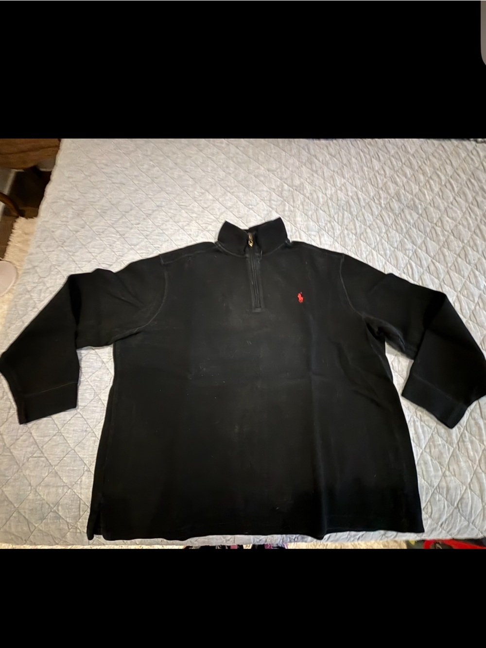 Polo Ralph Lauren Black Half-Zip Sweatshirt with Red Pony
